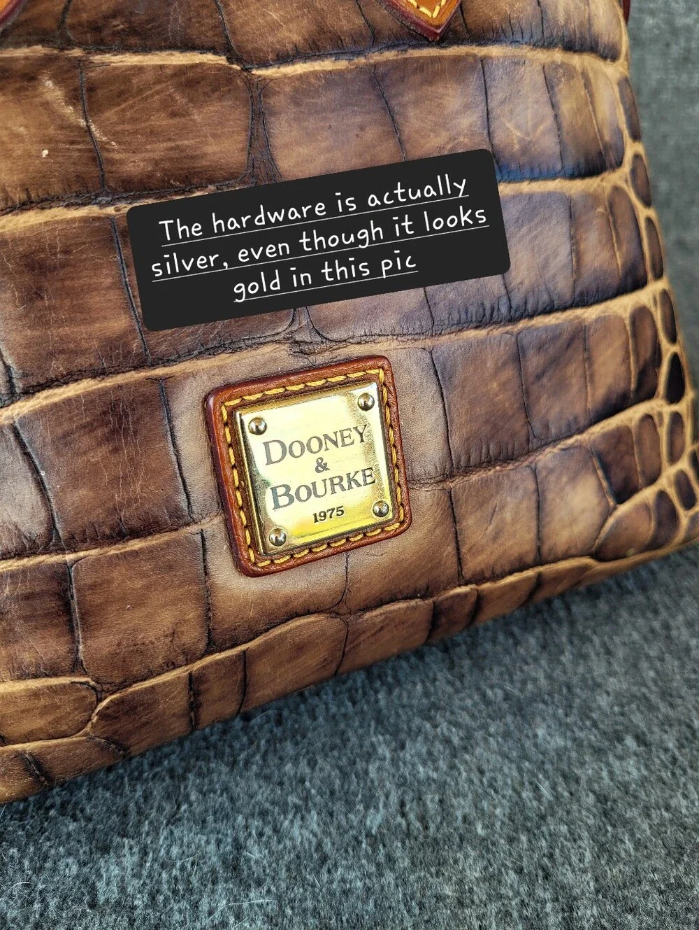 Y2K Dooney & Bourke Brown Croc Embossed Real Leather Satchel Handbag